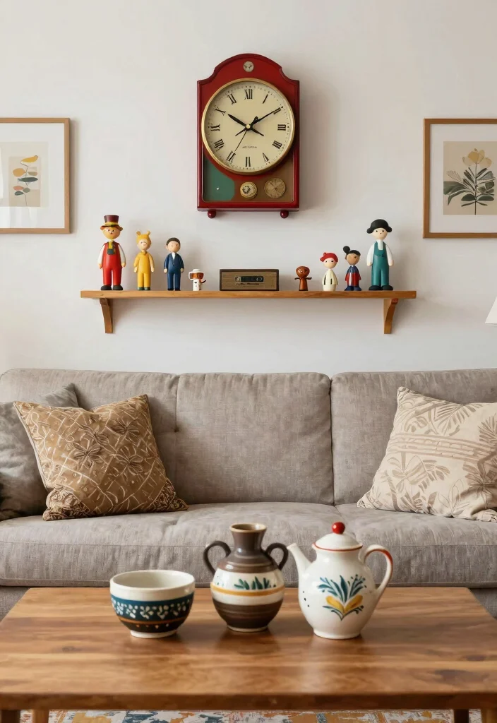 18 Grandmacore Living Room Ideas: Cozy Vintage Charm - 16. Quirky Decorative Accents 1