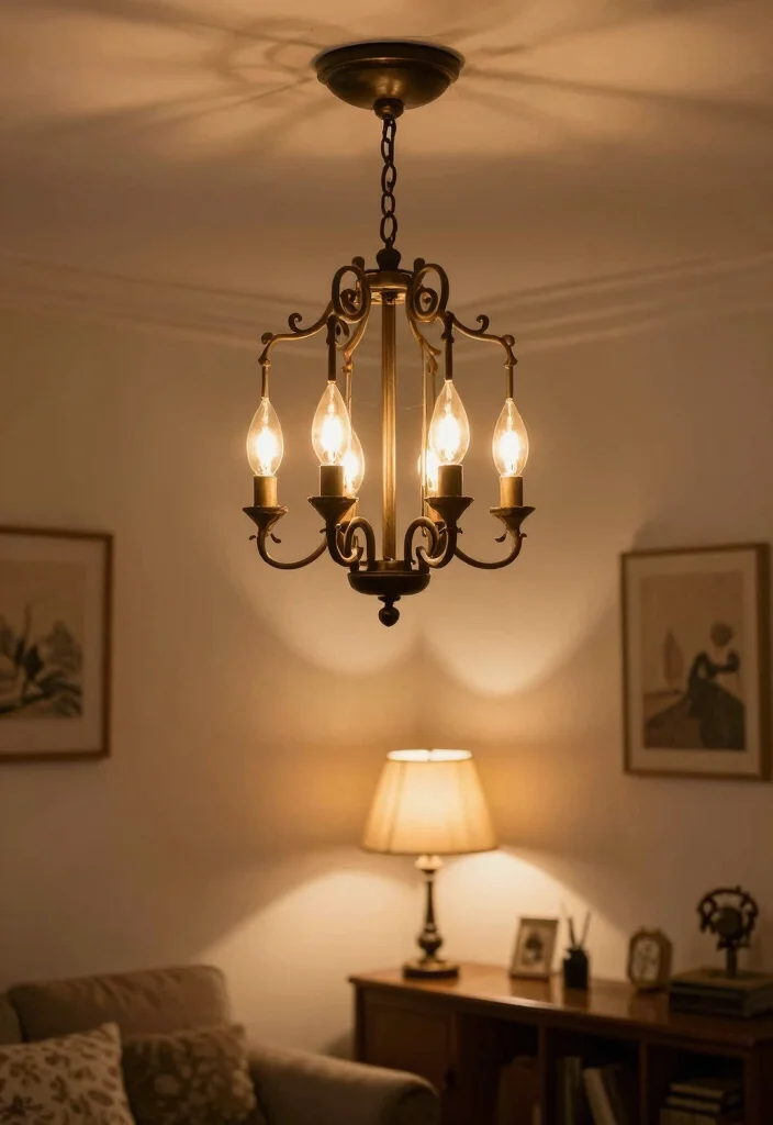 18 Grandmacore Living Room Ideas: Cozy Vintage Charm - 6. Vintage Lighting Fixtures 1
