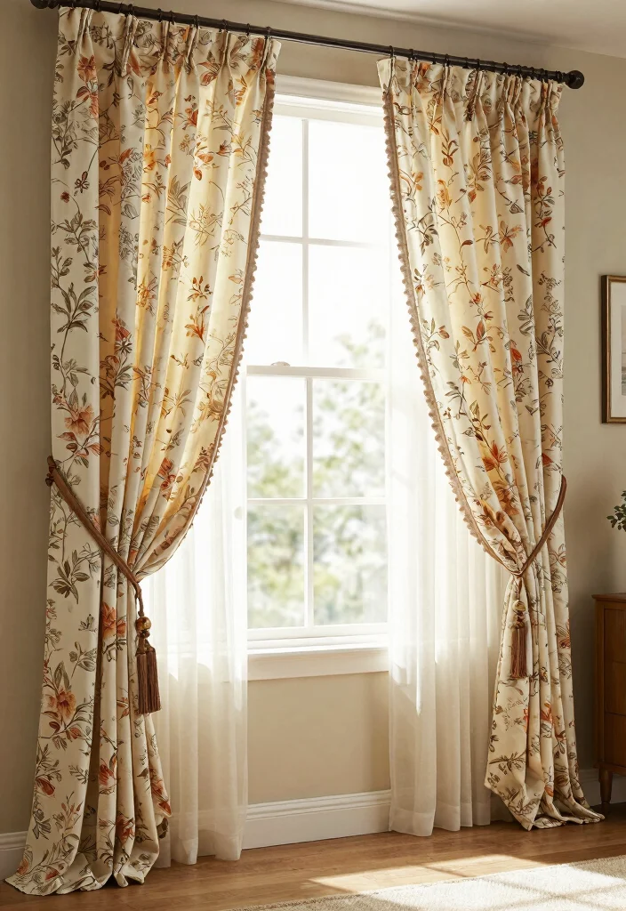 18 Grandmacore Living Room Ideas: Cozy Vintage Charm - 8. Floral Curtains 1