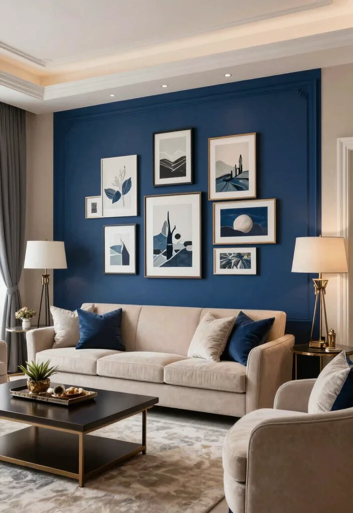 18 Mansion Living Room Ideas for Grand Luxurious Design - 16. Chic Accent Walls 1