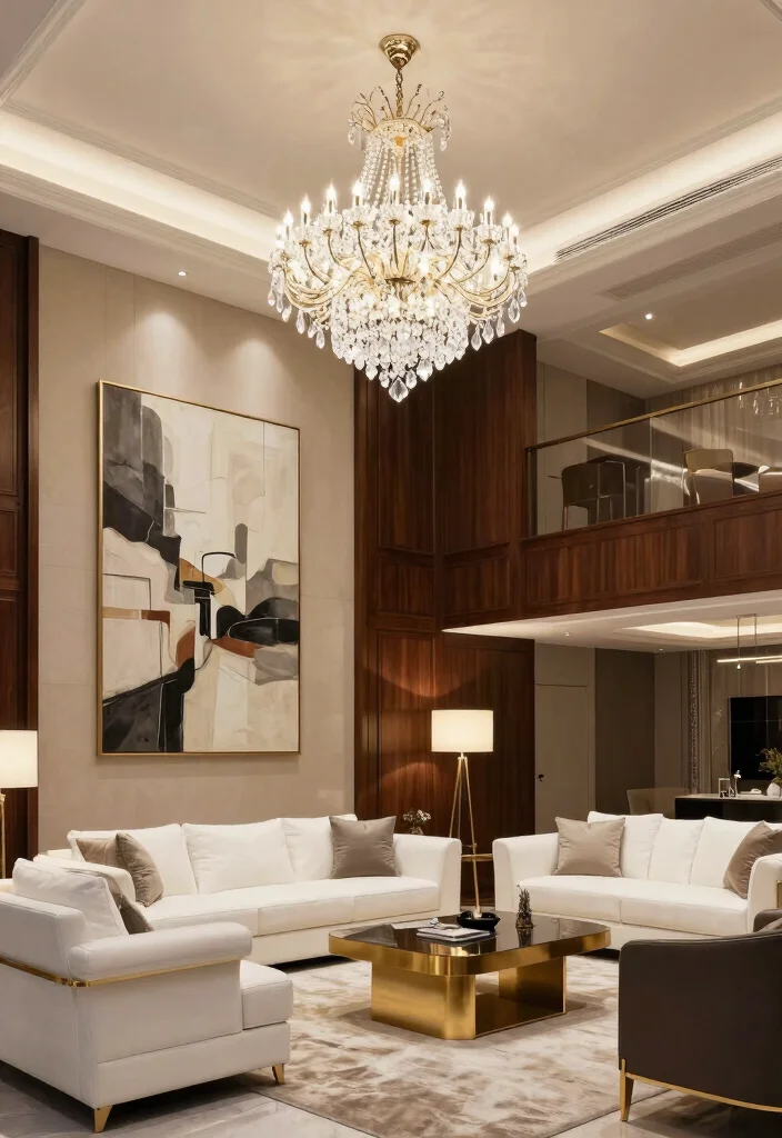 18 Mansion Living Room Ideas for Grand Luxurious Design - 2. Statement Lighting Fixtures 1