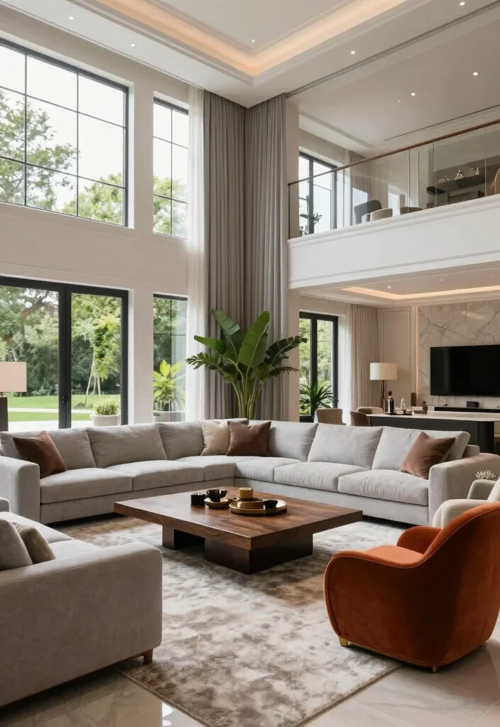 18 Mansion Living Room Ideas for Grand Luxurious Design - 4. Oversized Furniture Pieces 1