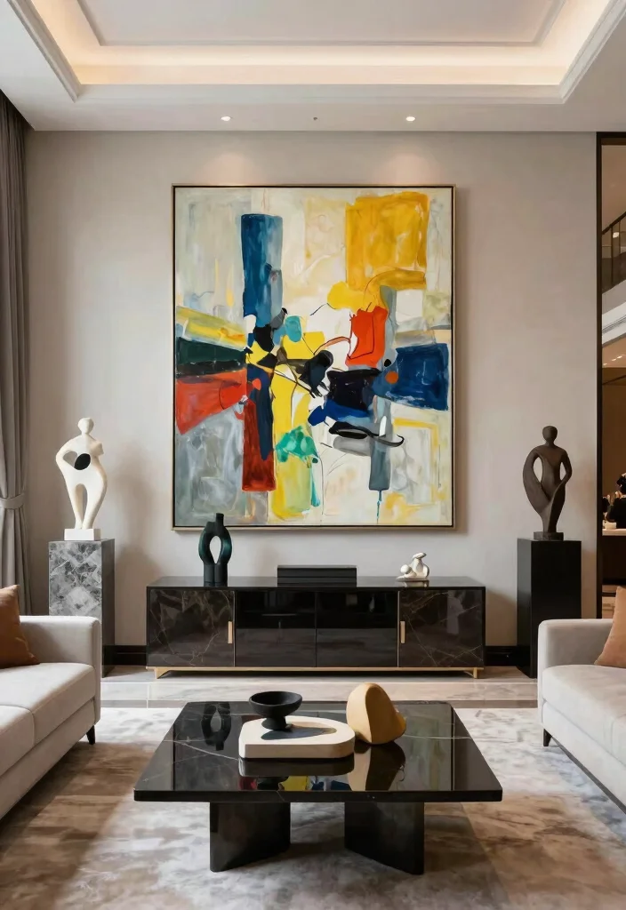 18 Mansion Living Room Ideas for Grand Luxurious Design - 6. Artistic Decor Pieces 1