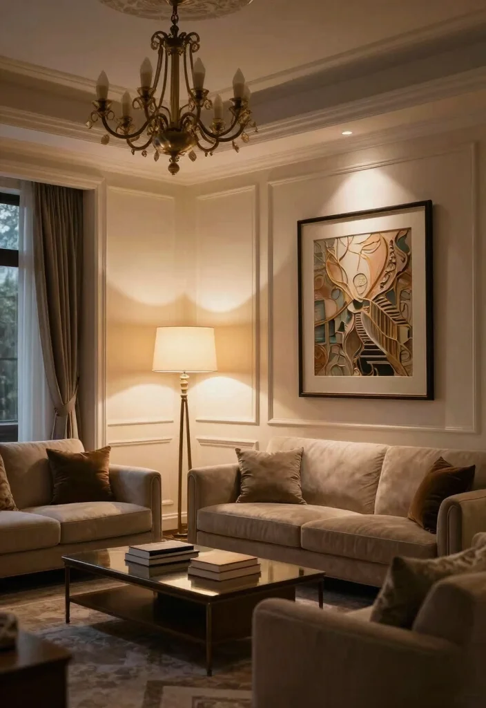 18 Mansion Living Room Ideas for Grand Luxurious Design - 7. Layered Lighting Techniques 1