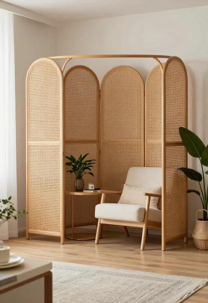 18 Rattan Living Room Decorating Ideas Natural Breezy Style - 10. Rattan Room Dividers 1