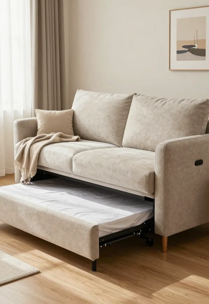 14 Couch in Bedroom Ideas That Create a Cozy Corner - 2. Pull-Out Couch for Space Efficiency 1