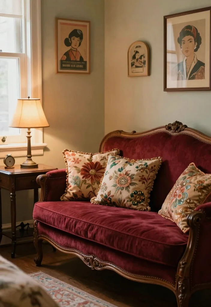 14 Couch in Bedroom Ideas That Create a Cozy Corner - 6. Vintage-Inspired Loveseat 1
