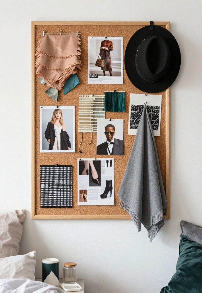 15 Cork Board Ideas for Bedroom That Look Creative & Cute - 11. Funky Fashion Board 1