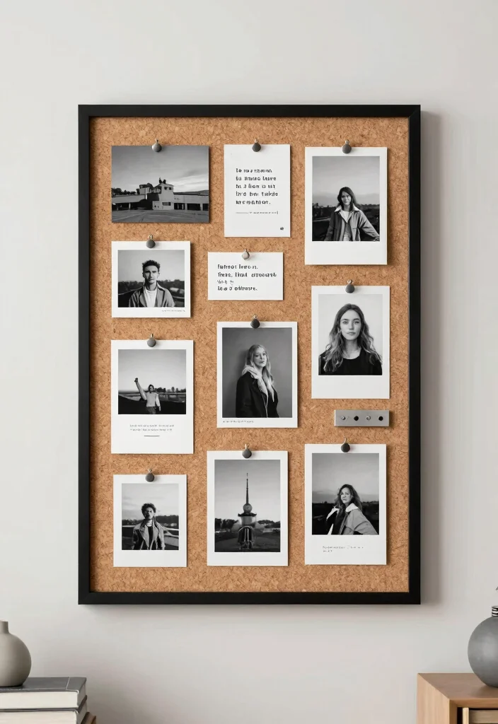 15 Cork Board Ideas for Bedroom That Look Creative & Cute - 2. Monochrome Magic 1