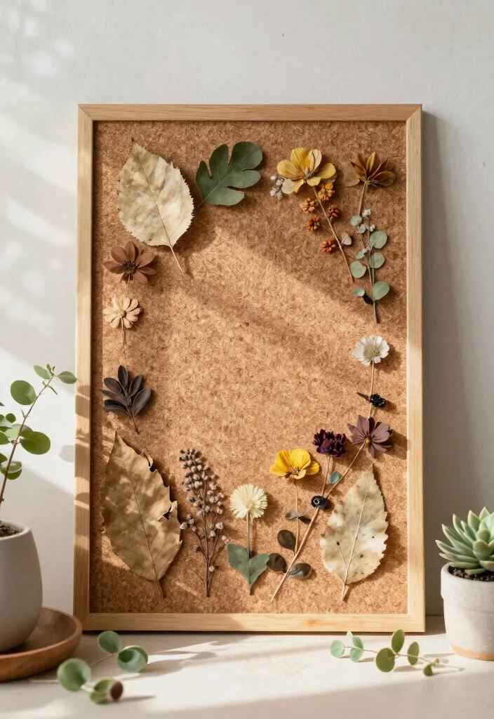 15 Cork Board Ideas for Bedroom That Look Creative & Cute - 7. Nature-Inspired Board 1