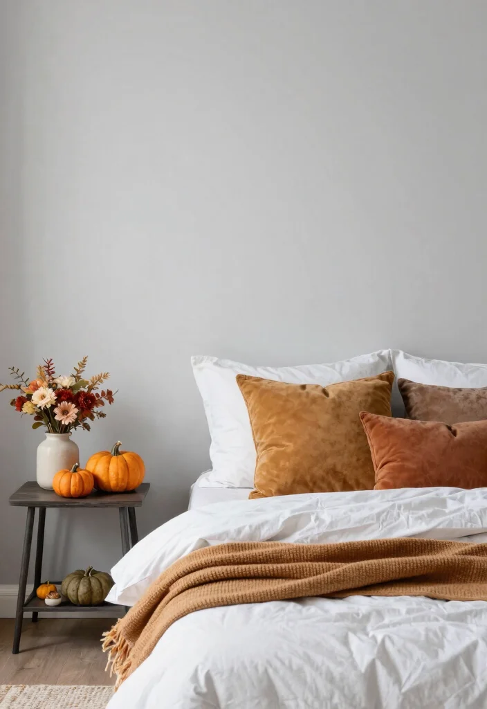 15 Light Gray Bedroom Walls Ideas With Soft Modern Style - 15. Seasonal Decor Swap 1