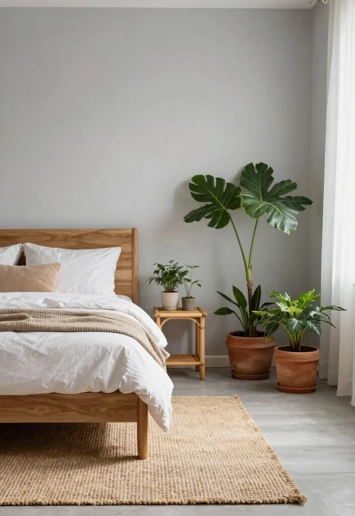 15 Light Gray Bedroom Walls Ideas With Soft Modern Style - 3. Neutral and Natural 1