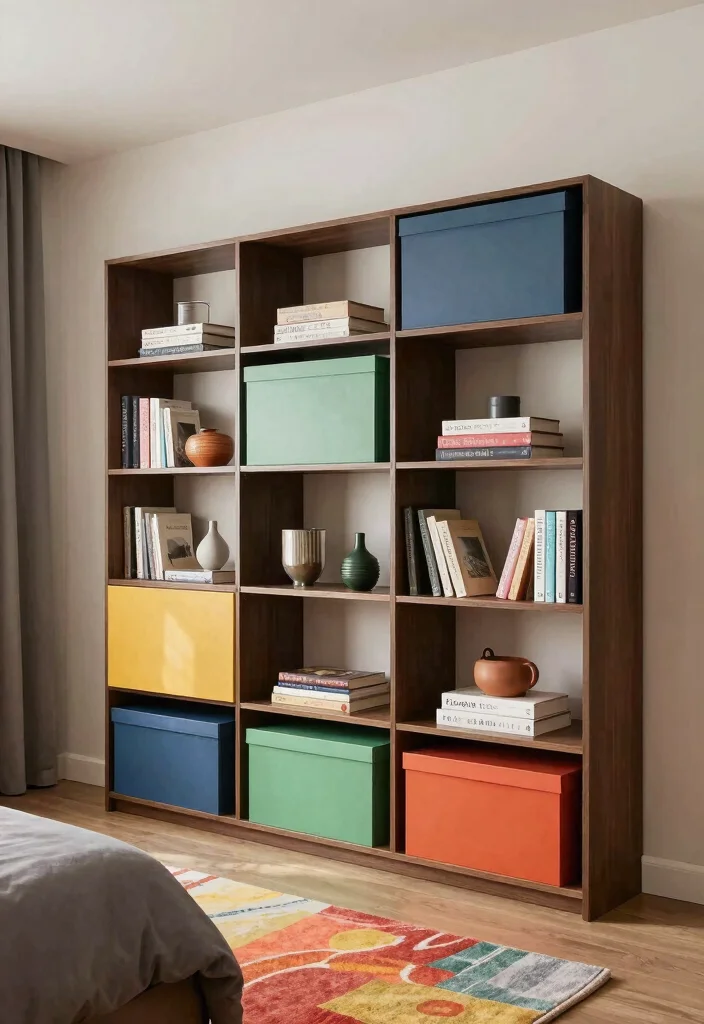 16 Bookshelves Ideas for Bedroom That Feel Stylish & Functional - 6. Modular Shelving Units for Flexibility 1