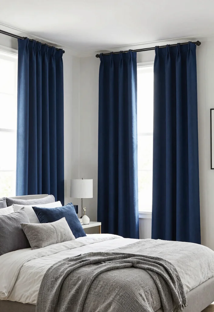 16 Navy Blue Curtains Bedroom Ideas With Cozy Luxe Vibes - 13. Custom Design 1