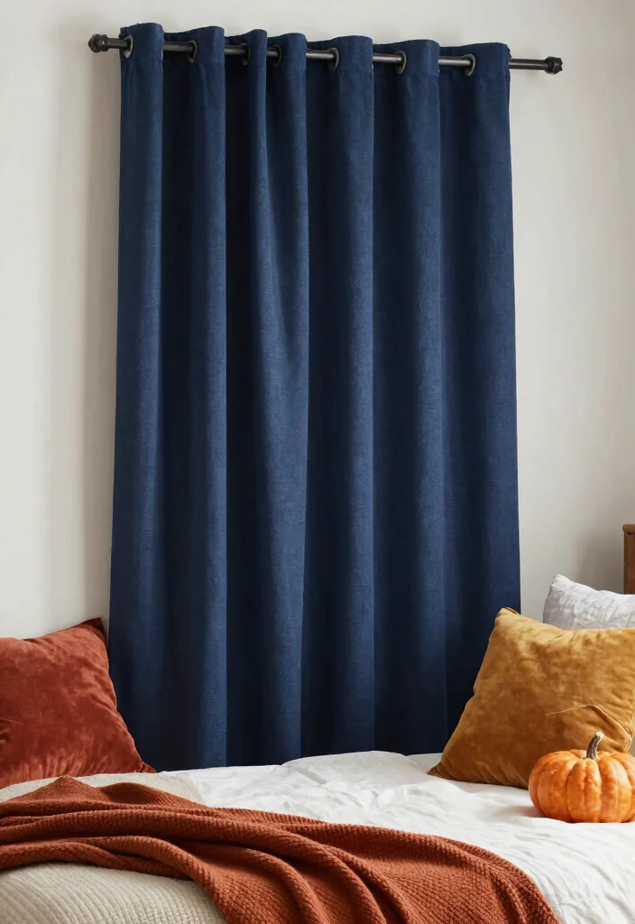 16 Navy Blue Curtains Bedroom Ideas With Cozy Luxe Vibes - 15. Seasonal Changes 1