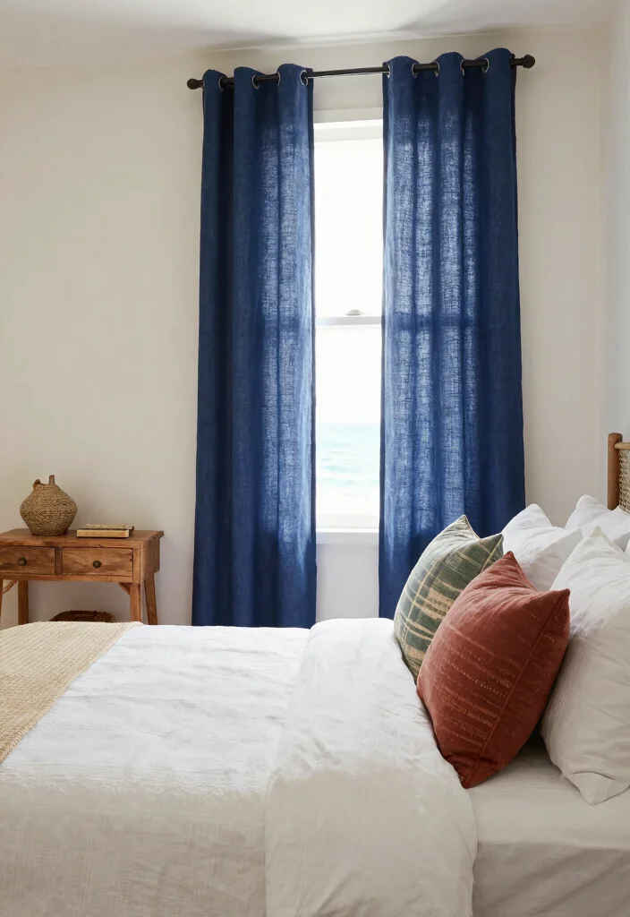 16 Navy Blue Curtains Bedroom Ideas With Cozy Luxe Vibes - 7. Coastal Textiles 1