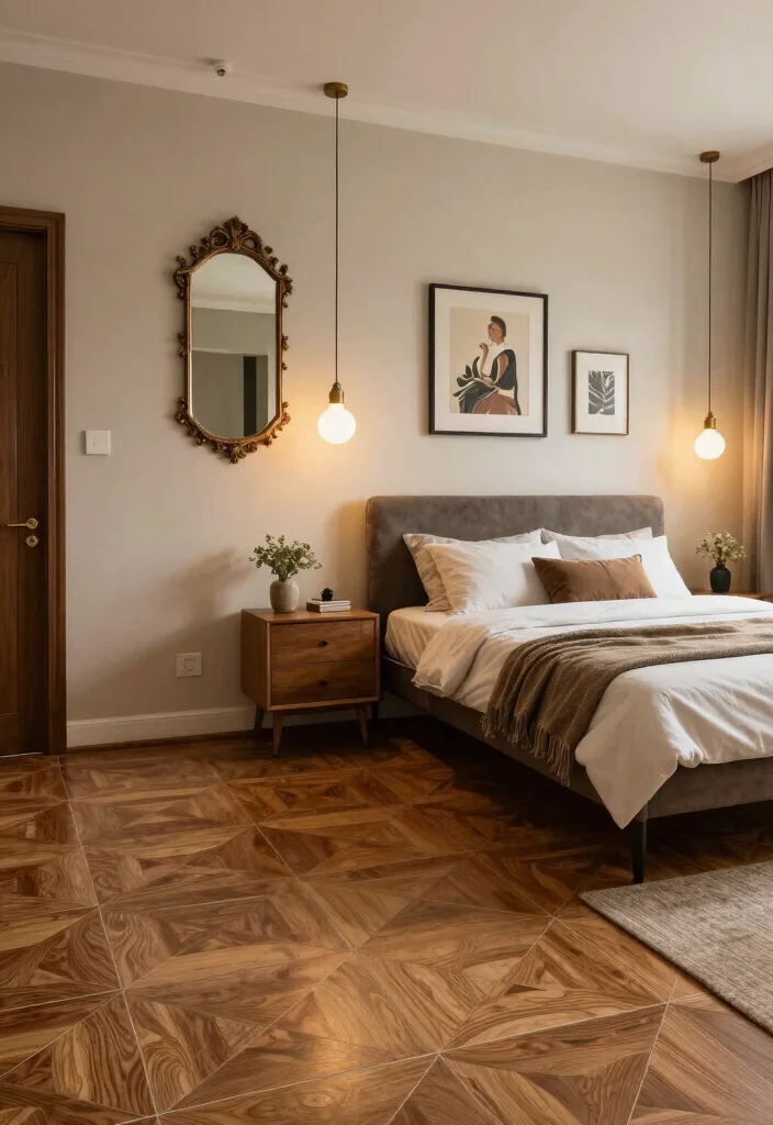 16 Wooden Tiles Flooring Bedroom Ideas With Warm Natural Texture - 15. Blend Old and New Styles 1