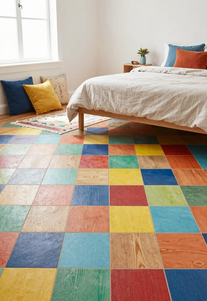 16 Wooden Tiles Flooring Bedroom Ideas With Warm Natural Texture - 6. Make It Multicolored 1