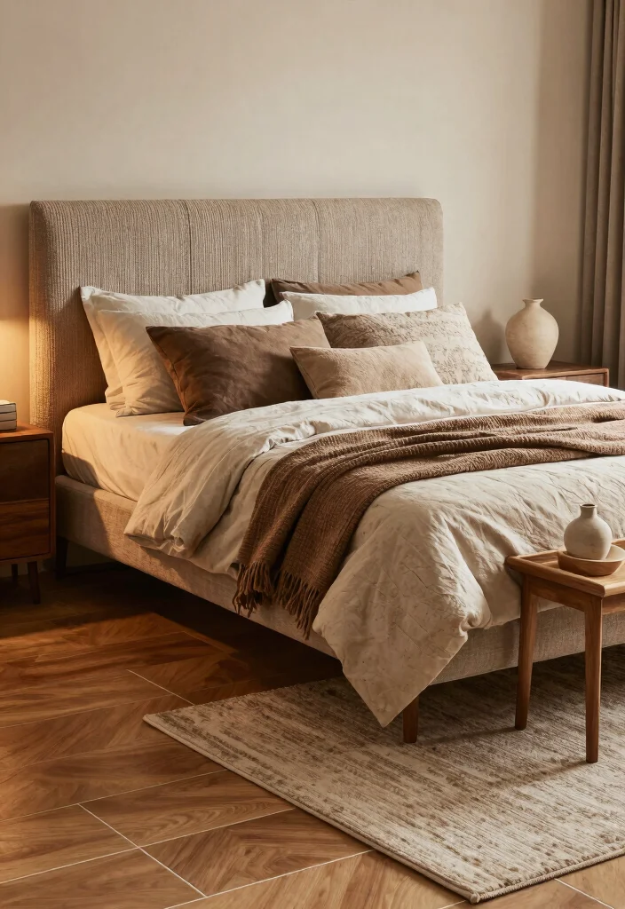 16 Wooden Tiles Flooring Bedroom Ideas With Warm Natural Texture - 9. Focus on Texture for Depth 1