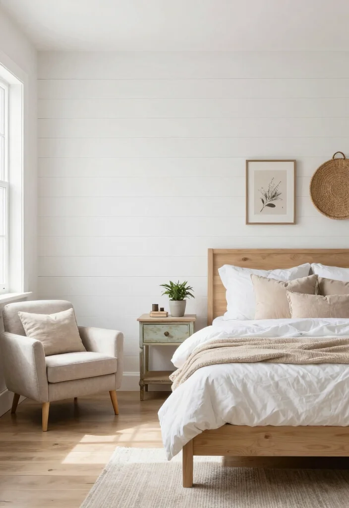 17 Half Wall Paneling Ideas Bedroom Designs Will Love - 1. Shiplap Serenity 1