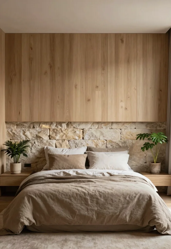17 Half Wall Paneling Ideas Bedroom Designs Will Love - 11. Natural Stone Accents 1
