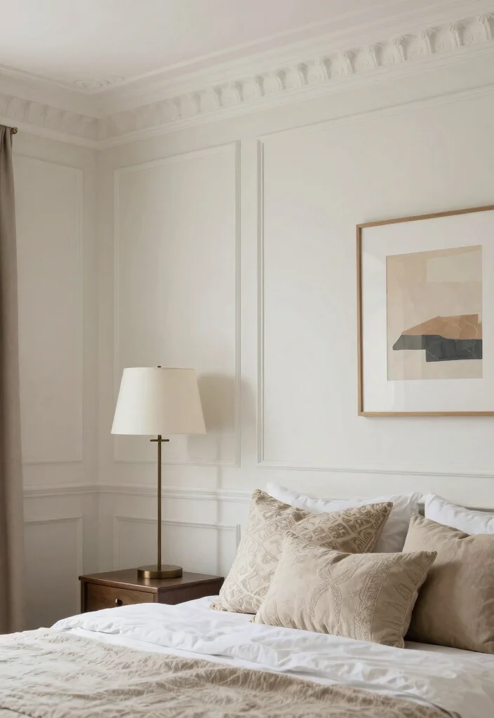 17 Half Wall Paneling Ideas Bedroom Designs Will Love - 13. Cozy Crown Molding 1