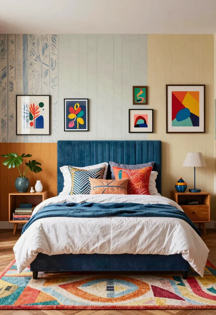 17 Half Wall Paneling Ideas Bedroom Designs Will Love - 14. Eclectic Mix and Match 1