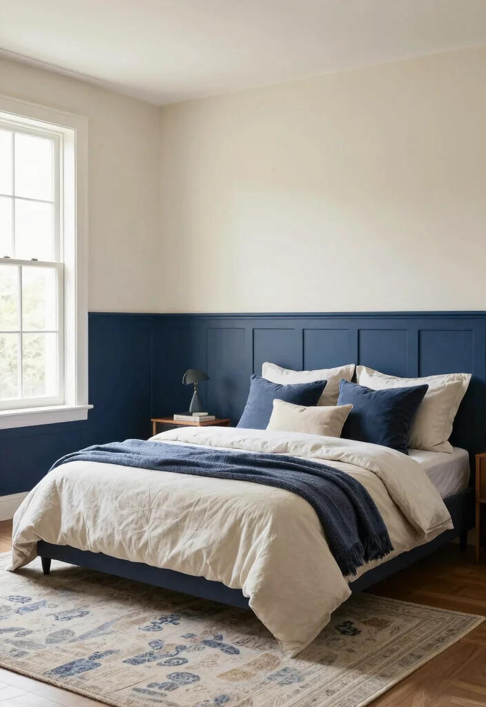 17 Half Wall Paneling Ideas Bedroom Designs Will Love - 7. Two-Tone Paneling 1