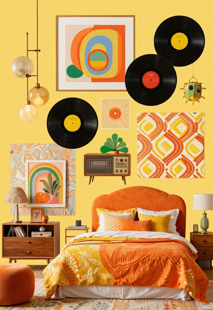 17 Mood Board for Bedroom Ideas That Inspire Your Dream Space - 13. Funky Retro Revival 1