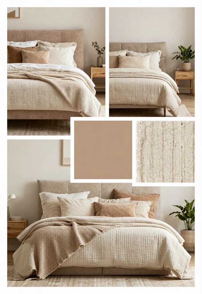 17 Mood Board for Bedroom Ideas That Inspire Your Dream Space - 4. Warm Monochromatic Layers 1