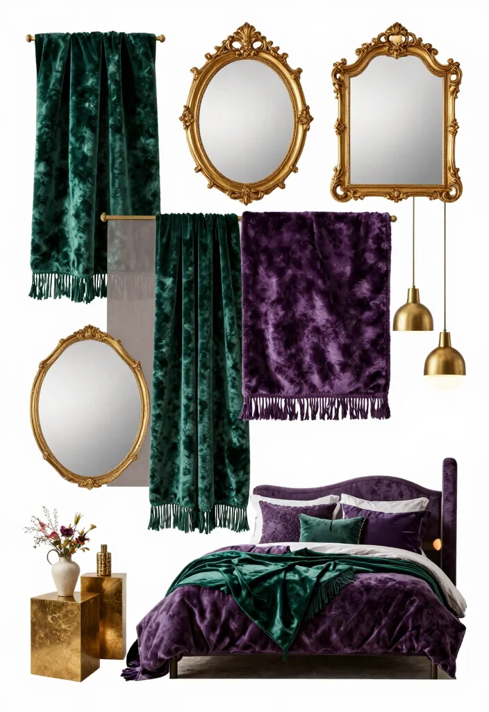 17 Mood Board for Bedroom Ideas That Inspire Your Dream Space - 7. Vintage Glam Vibes 1