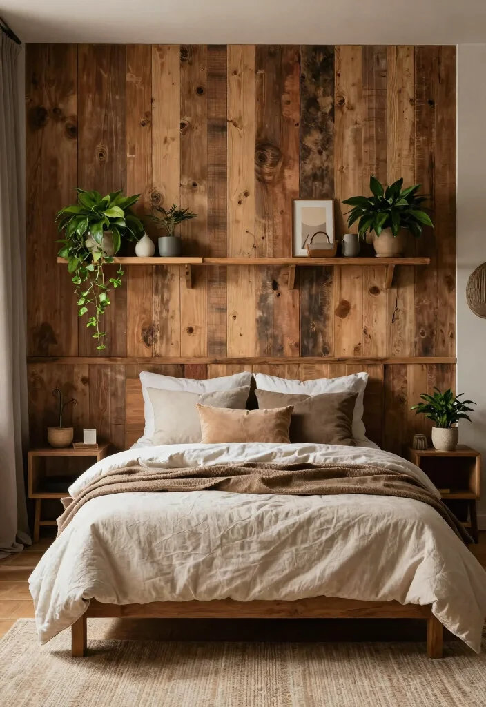 18 Bedroom Wall Decor Aesthetic Ideas That Transform Your Space - 17. Rustic Wood Elements 1
