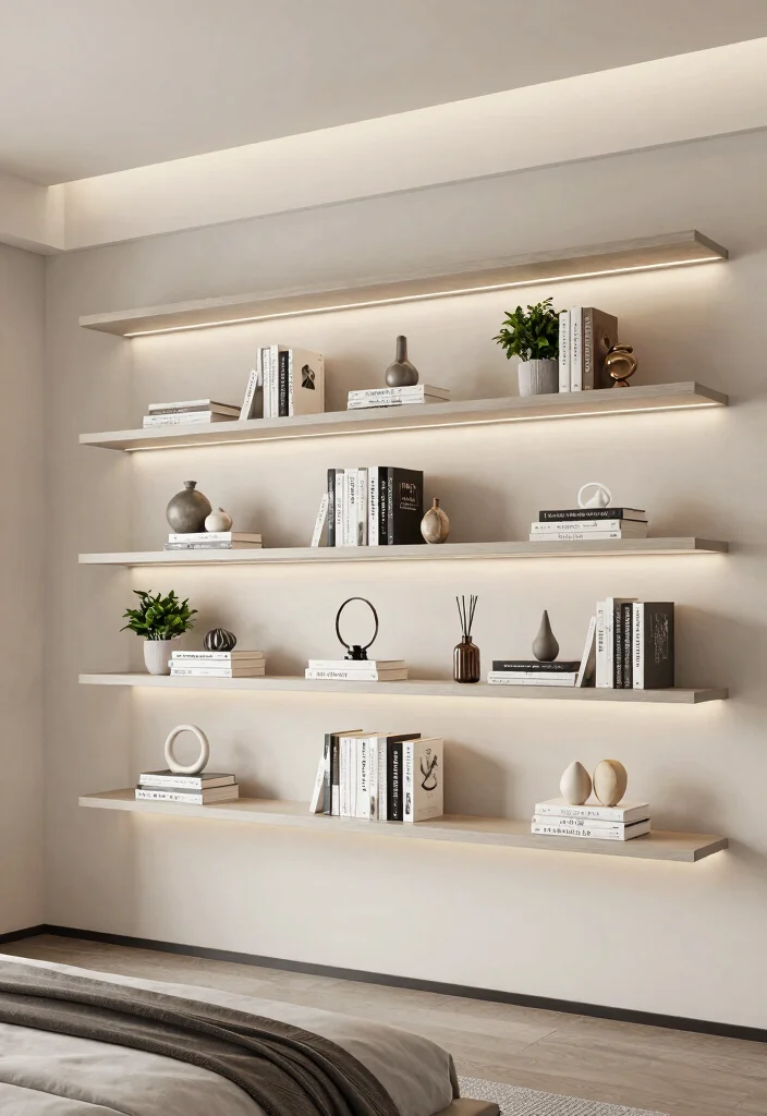 18 Built in Shelves Bedroom Ideas That Maximize Every Inch - 12. Wall-Mounted Storage for a Clean Look 1