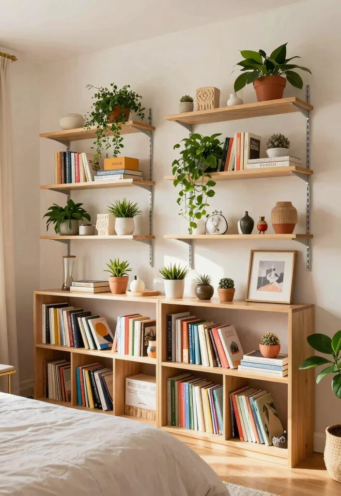 18 Built in Shelves Bedroom Ideas That Maximize Every Inch - 14. Open Shelving for Displaying Collections 1