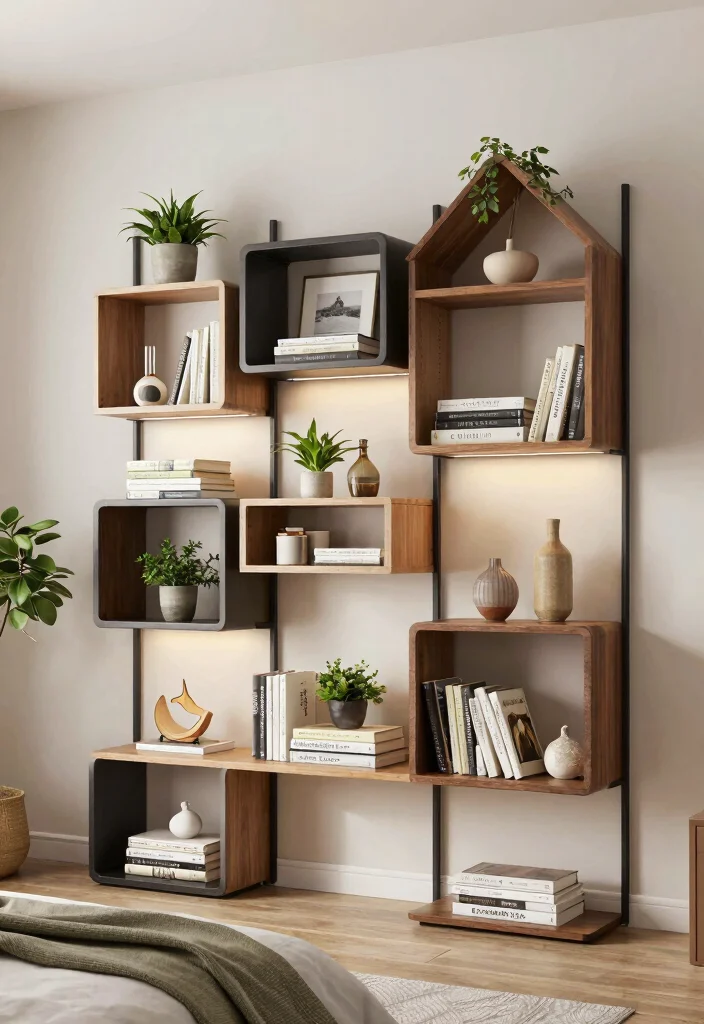 18 Built in Shelves Bedroom Ideas That Maximize Every Inch - 17. Modular Shelving Systems for Flexibility 1