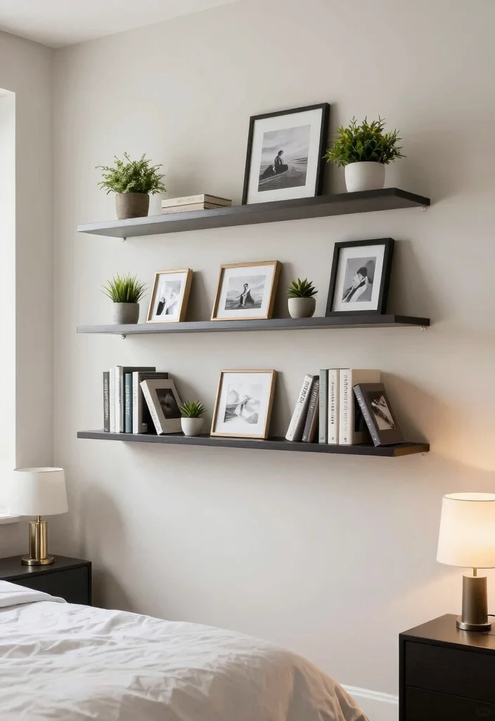 18 Built in Shelves Bedroom Ideas That Maximize Every Inch - 2. Floating Shelves to Create Airy Vibes 1