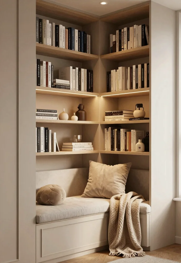 18 Built in Shelves Bedroom Ideas That Maximize Every Inch - 5. Nook Shelves for Reading Corners 1