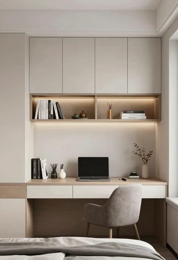 18 Built in Shelves Bedroom Ideas That Maximize Every Inch - 7. Integrated Desk and Shelving Units 1