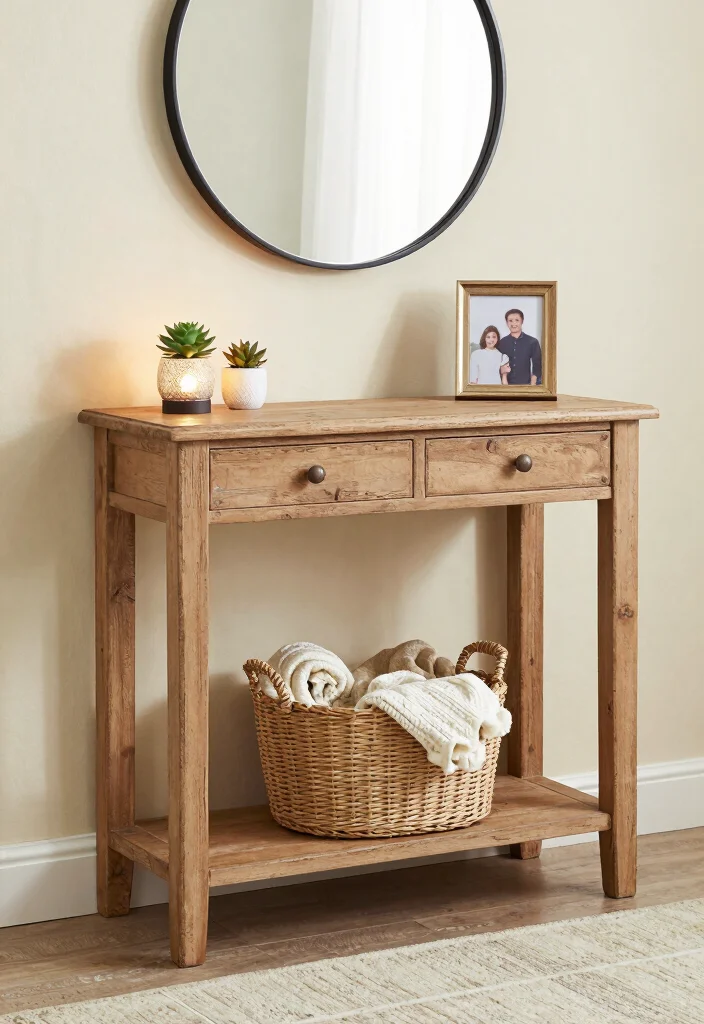 12 Console Tables That Impress Guests at Your Entryway - 1. Distressed Oak Console Table 1