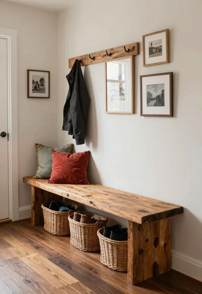 12 Console Tables That Impress Guests at Your Entryway - 3. Rustic Bench Style Console Table 1