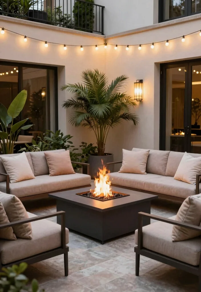 12 Cozy Fire Pit Seating Arrangements for Hosting Guests - 12. Elegant Lounge Sets for Stylish Gatherings 1