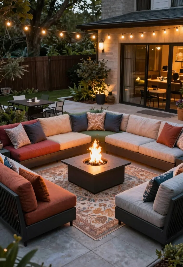 12 Cozy Fire Pit Seating Arrangements for Hosting Guests - 7. Modular Seating for Versatile Arrangements 1