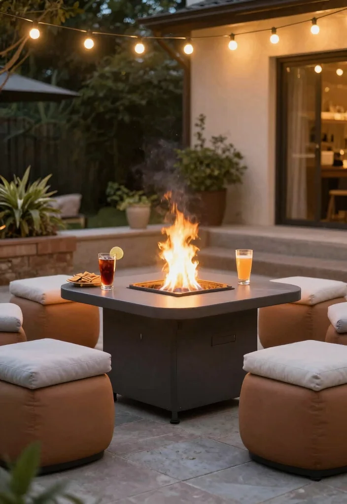 12 Cozy Fire Pit Seating Arrangements for Hosting Guests - 8. Fire Pit Tables for Dual Functionality 1