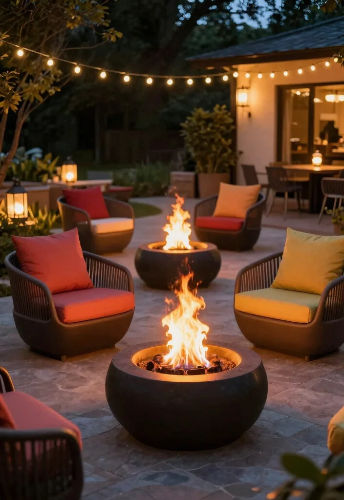 12 Cozy Fire Pit Seating Arrangements for Hosting Guests - 9. Fire Chairs for a Unique Twist 1