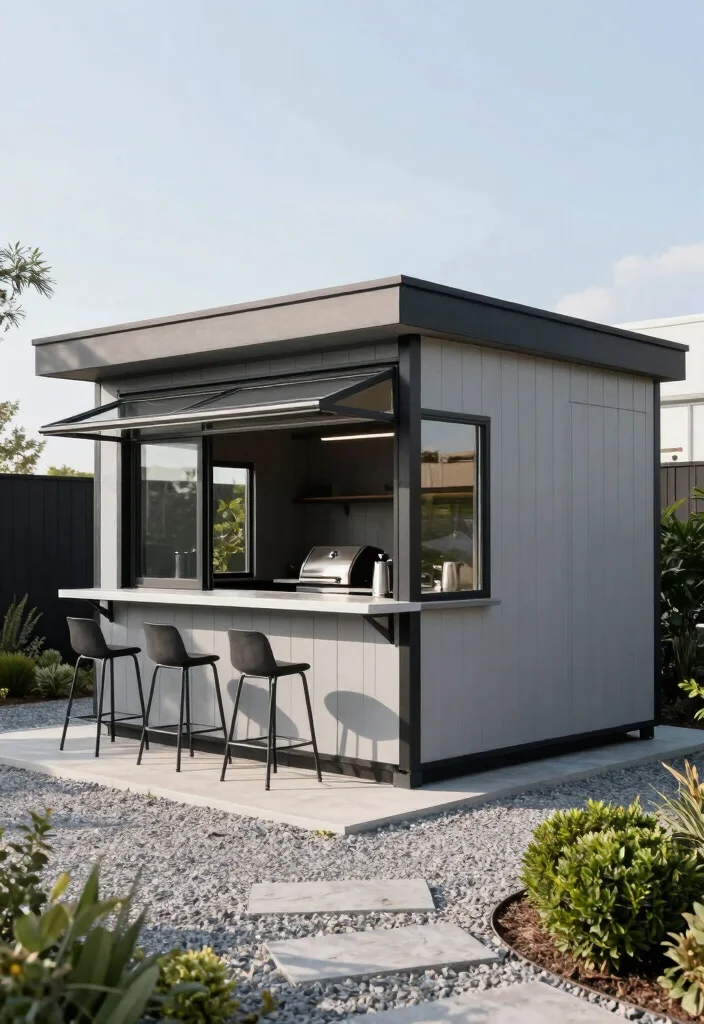 12 DIY BBQ Shack Designs for Backyard Entertainers - 2. Modern Minimalist Shack 1
