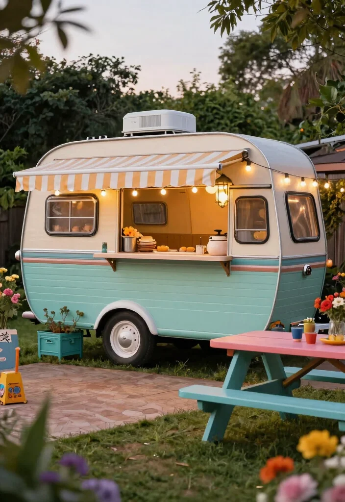 12 DIY BBQ Shack Designs for Backyard Entertainers - 3. Vintage Camper BBQ Shack 1