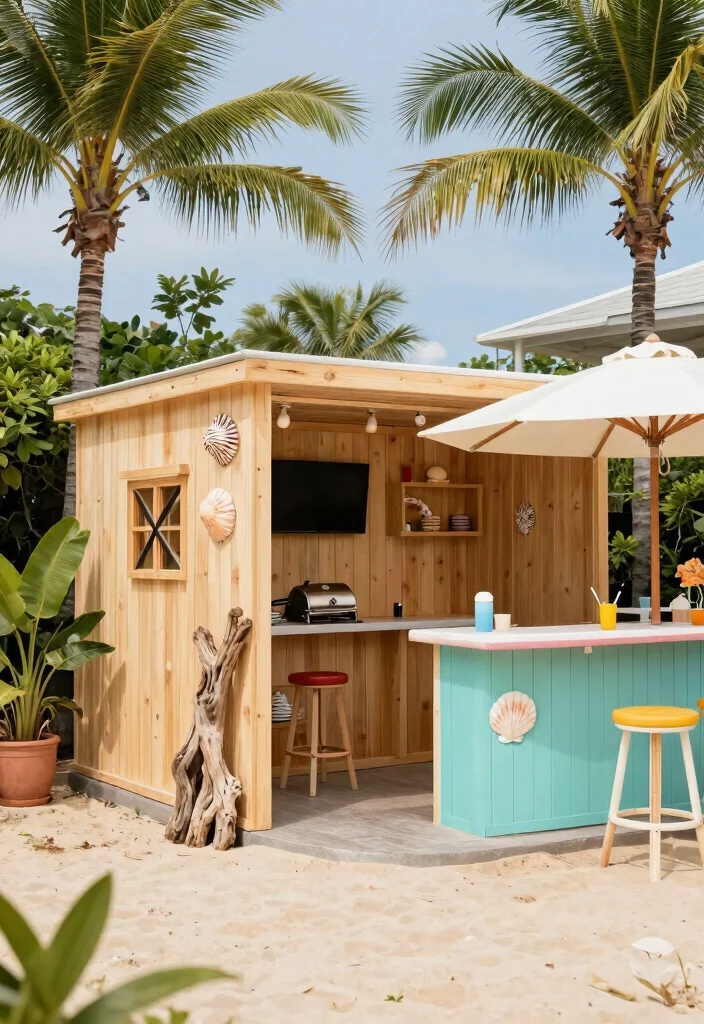 12 DIY BBQ Shack Designs for Backyard Entertainers - 5. Beachy Vibes BBQ Shack 1