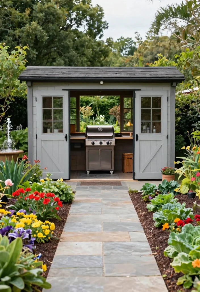12 DIY BBQ Shack Designs for Backyard Entertainers - 8. Garden Integrated Shack 1