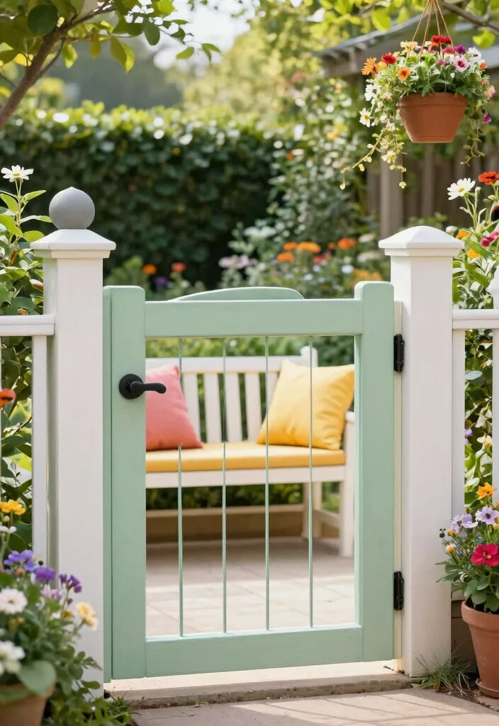 12 DIY Picket Gates for Weekend Warriors - 10. DIY Garden Gate with a Bench 1