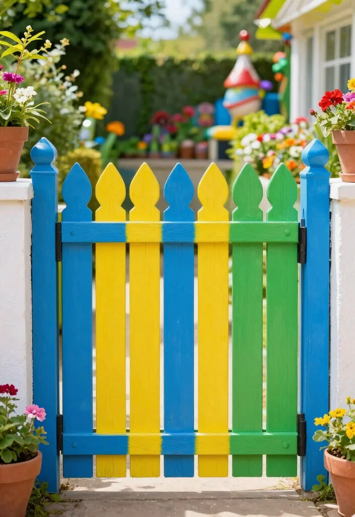 12 DIY Picket Gates for Weekend Warriors - 6. Color Blocked Gate 1